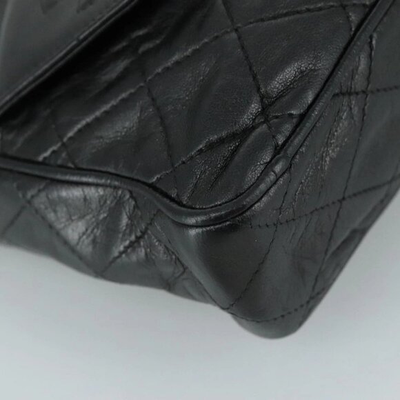 CHANEL Matelasse Chain Shoulder Bag Lamb Skin Black Gold CC Auth PP082 - Picture 4 of 16